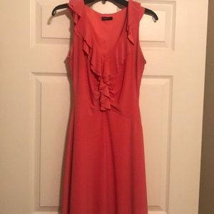 Peach ruffled midi dress